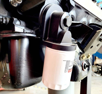 Oil Filter Adapter Rotates 90 Degree Black Billet For use on Ford 5.0L Engines