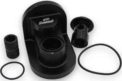 Oil Filter Adapter Rotates 90 Degree Black Billet For use on Ford 5.0L Engines