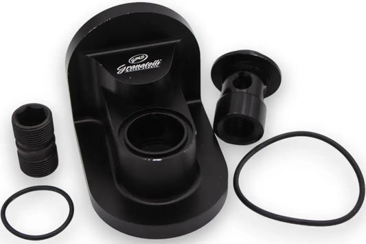 Oil Filter Adapter Rotates 90 Degree Black Billet For use on Ford 5.0L Engines